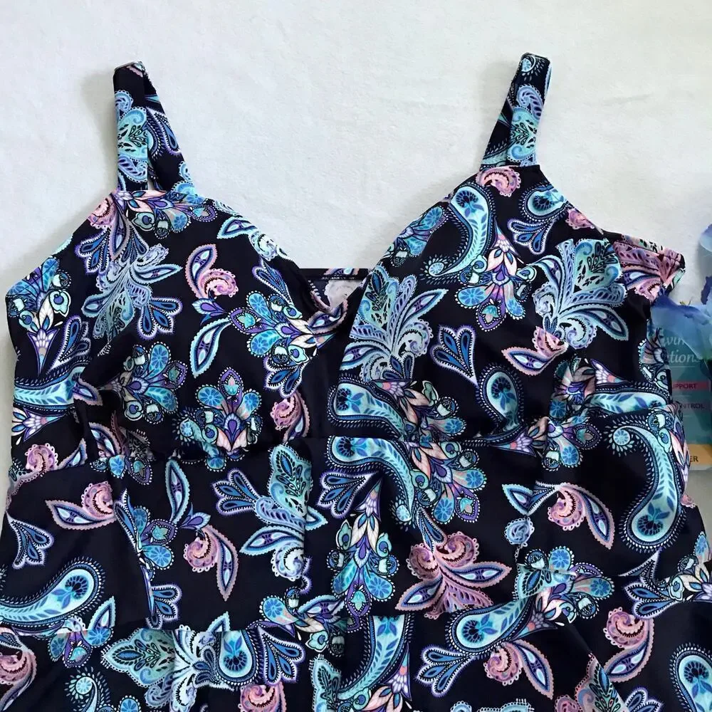 Swim Solutions NWT One Piece Swim Suit Women 24W - Picture 3 of 13